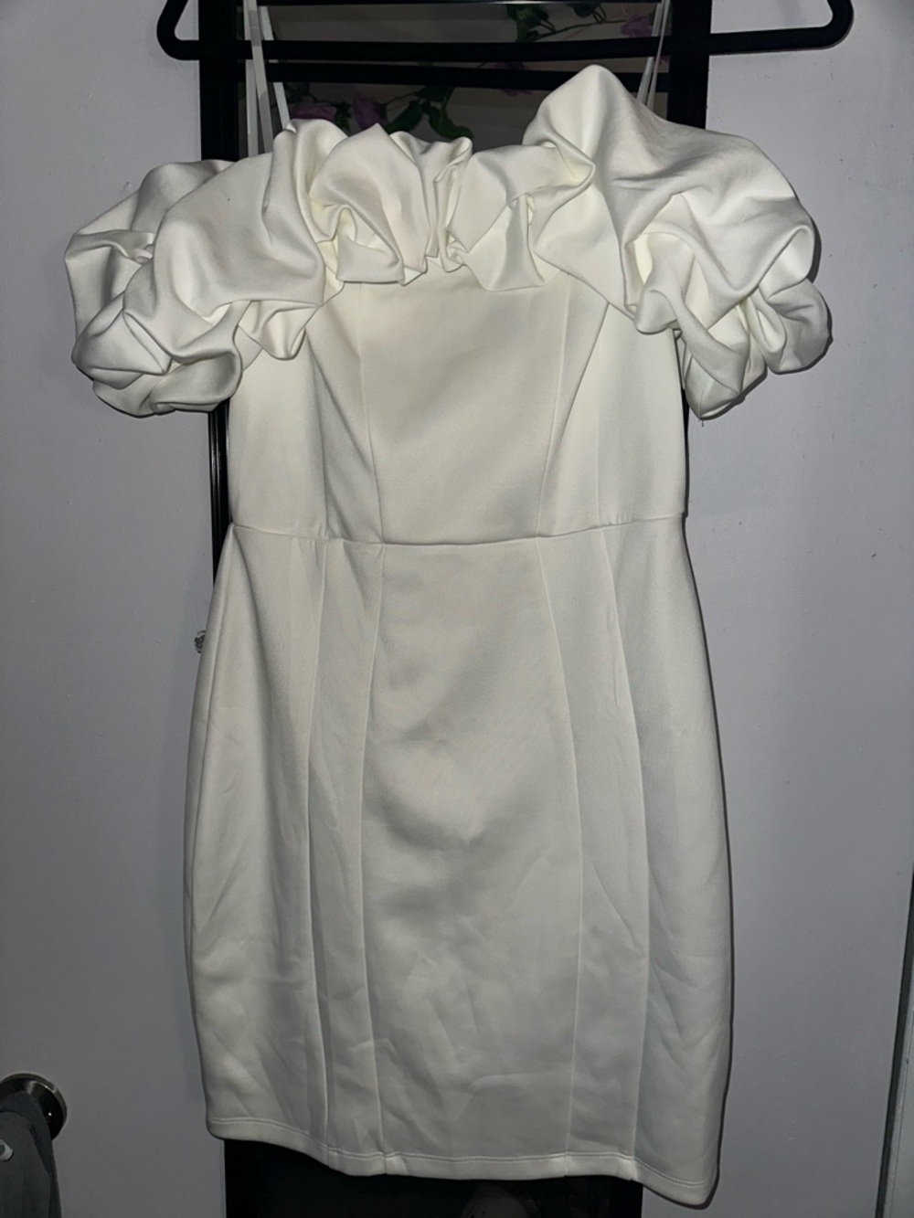 Windsor White Off Shoulder Ruffle Mini Dress